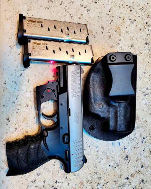 Walther CCP M2 9mm W/Laser, holster, 2 mags-$350