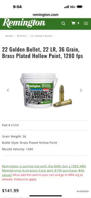 Remington bucket of bullets 22LR 1400 roundS